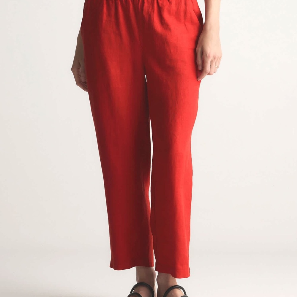 Eileen Fisher Red Cropped‎ Straight-Leg Pants